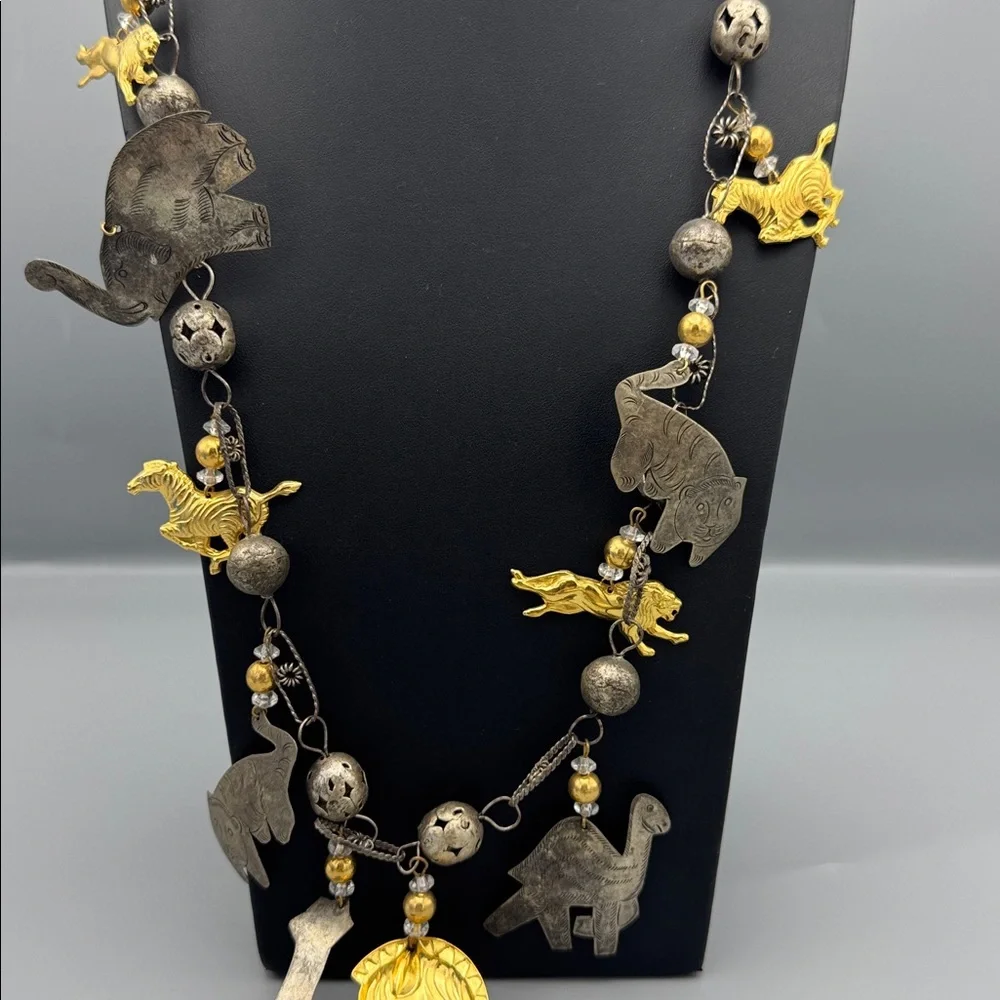 Animal Charm Necklace in Silver and Gold